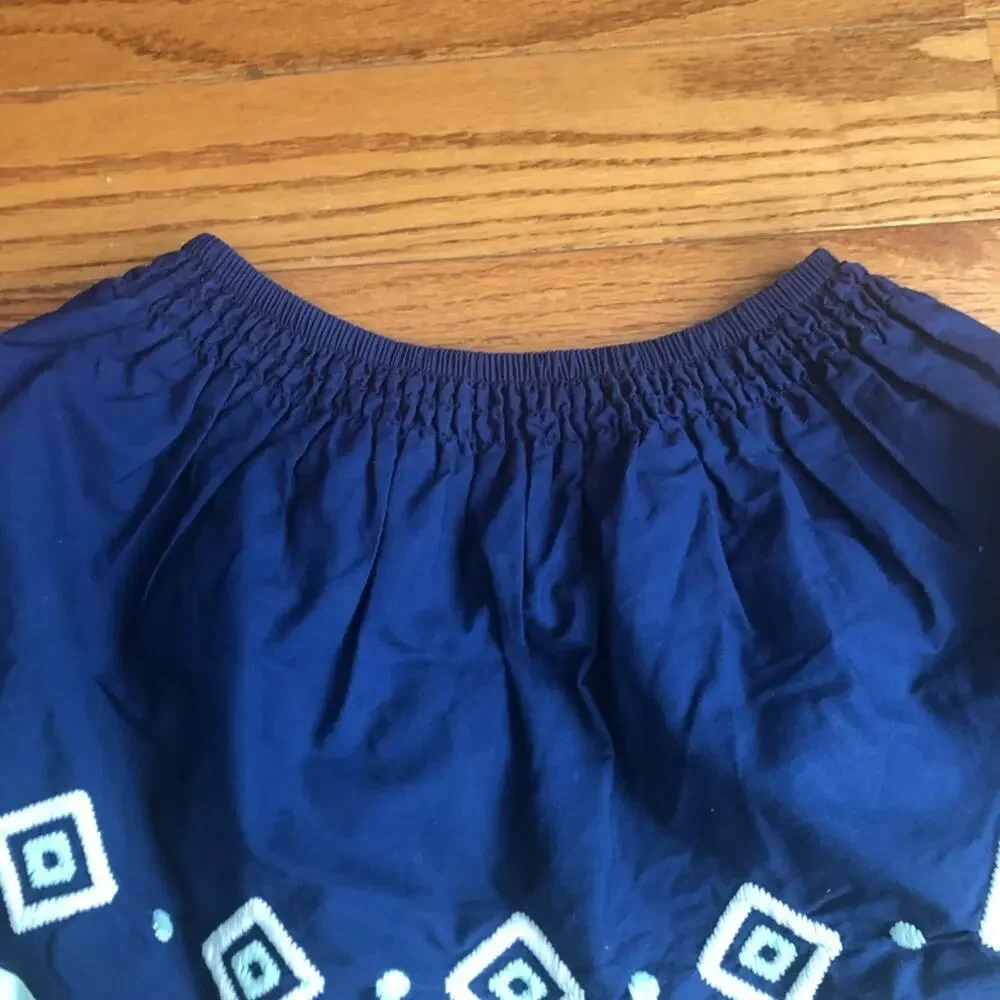Gymboree Embroidered A-Line 100% Cotton Casual Navy Blue Skirt Girl’s Size 8